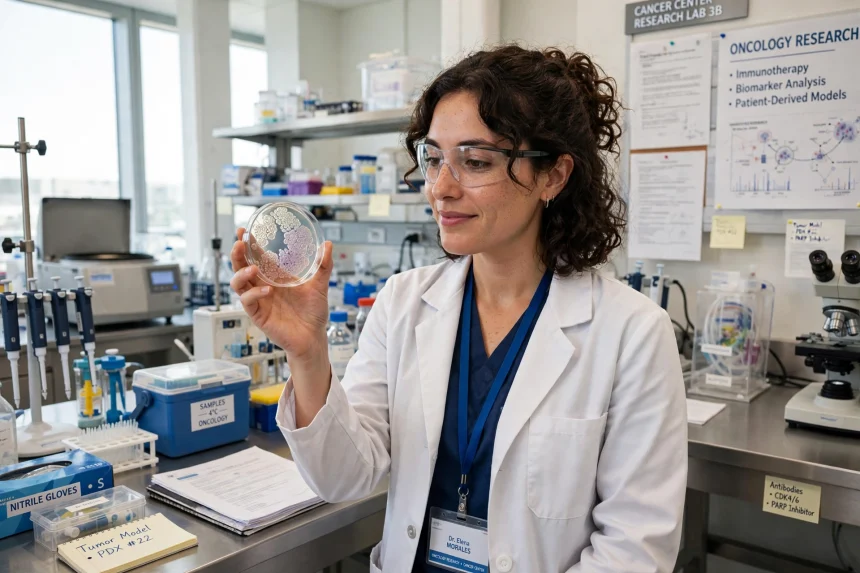 Laboratory researcher preparing a personalised cancer vaccine sample