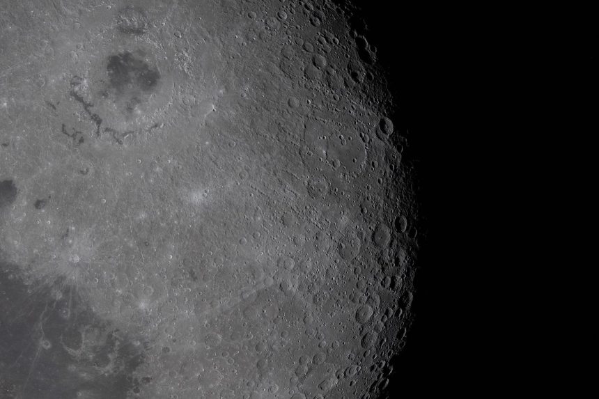 shadowed lunar crater near the south pole